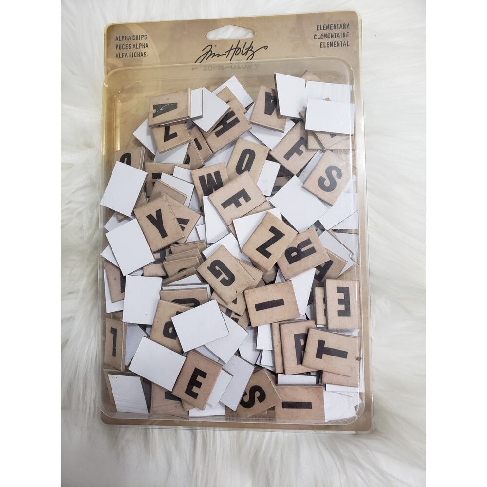 Tim Holtz idea-ology embellishments. ALPHA CHIPS ELEMENTARY. 192 Pieces, New